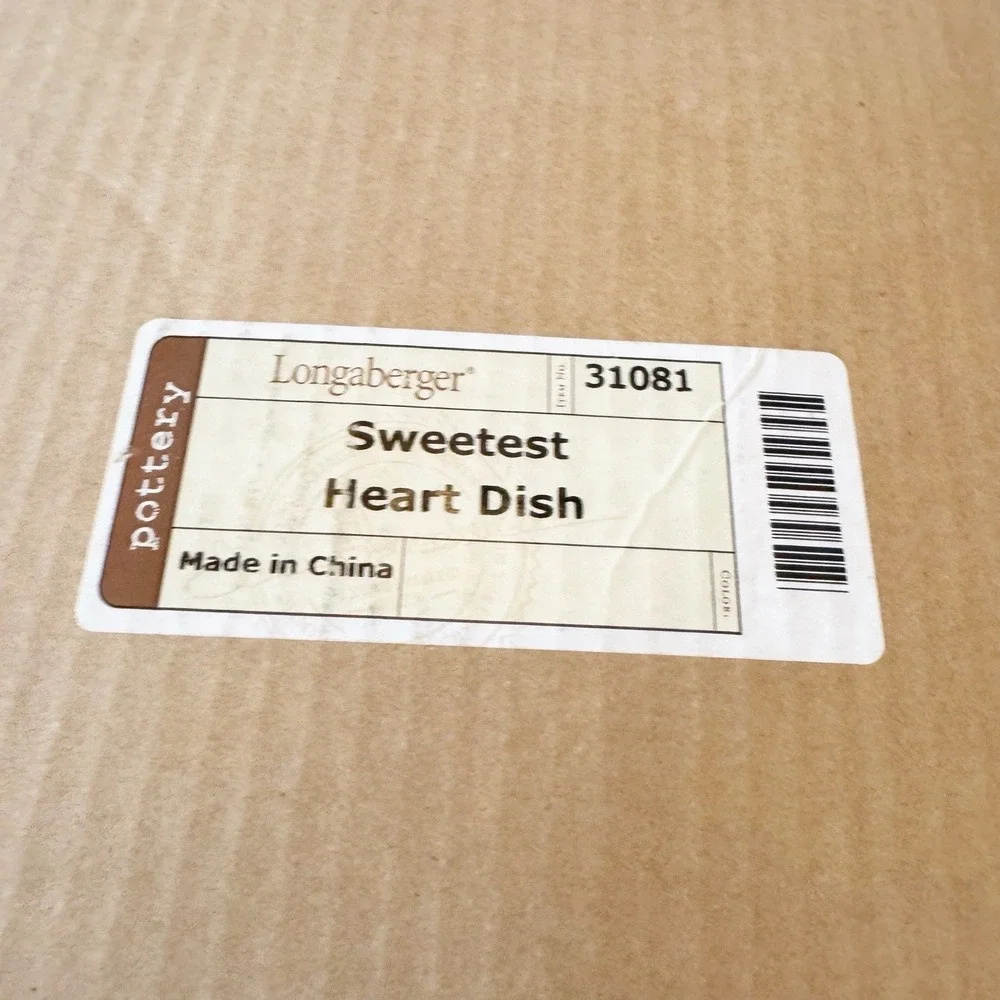 Longaberger 2004 Sweetest Heart White Ceramic Heart Shaped Bowl Dish Red Ribbon